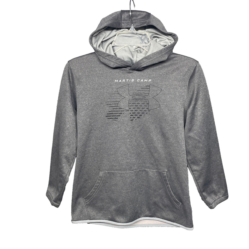Under Armour ColdGear Hoodie Youth YXL Gray Martis Camp Pullover Sweatshirt